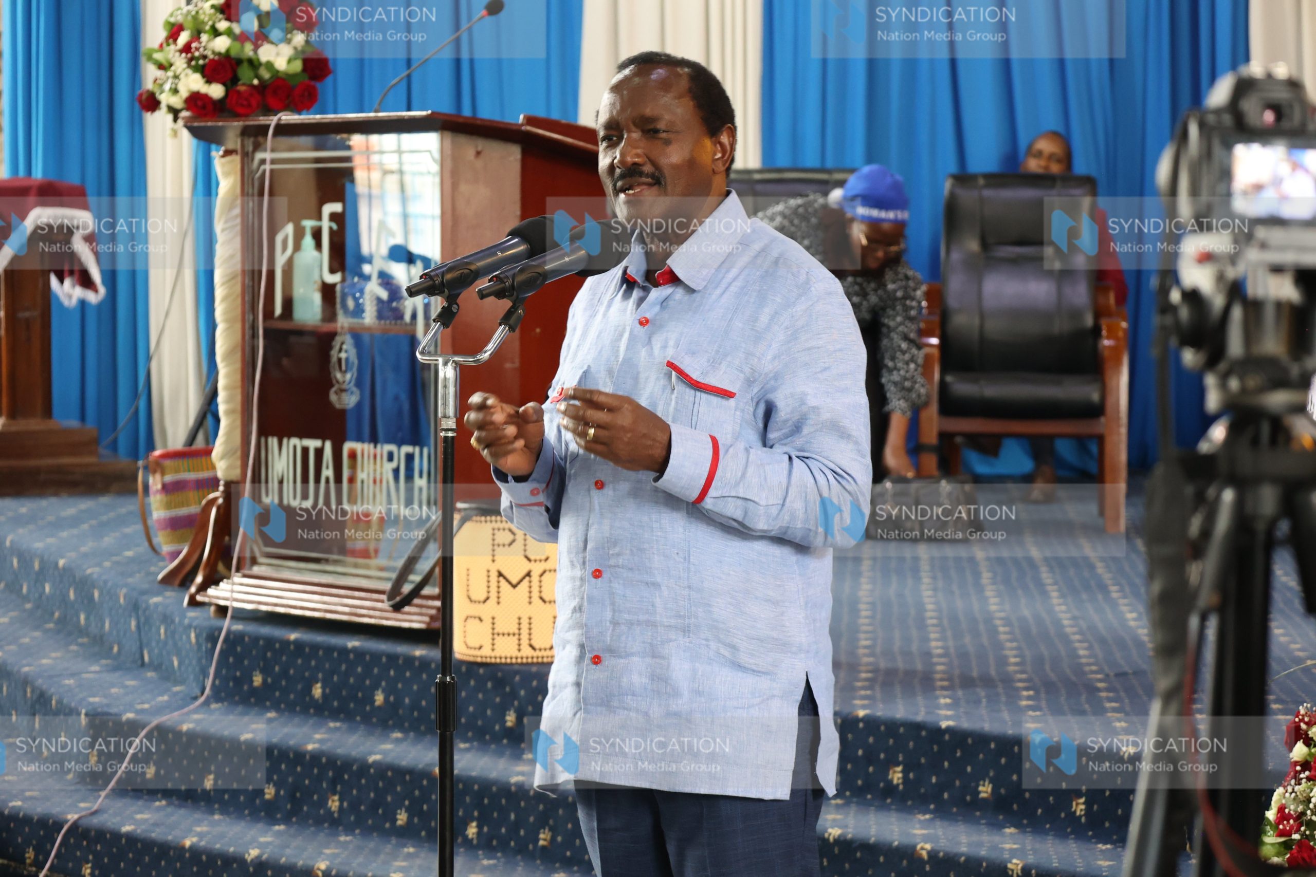Wiper Party Leader Kalonzo Musyoka addressing congregants