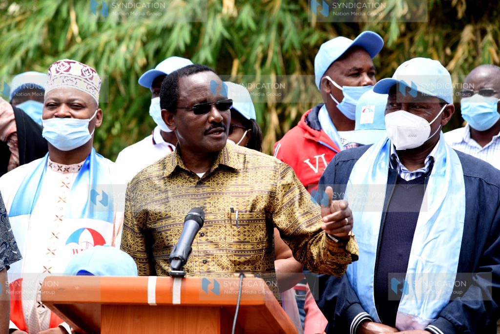 Kalonzo Musyoka addressing journalists