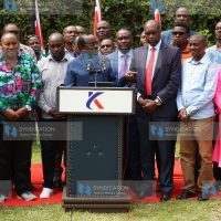 Wiper Leder Kalonzo Musyoka addressing journalists