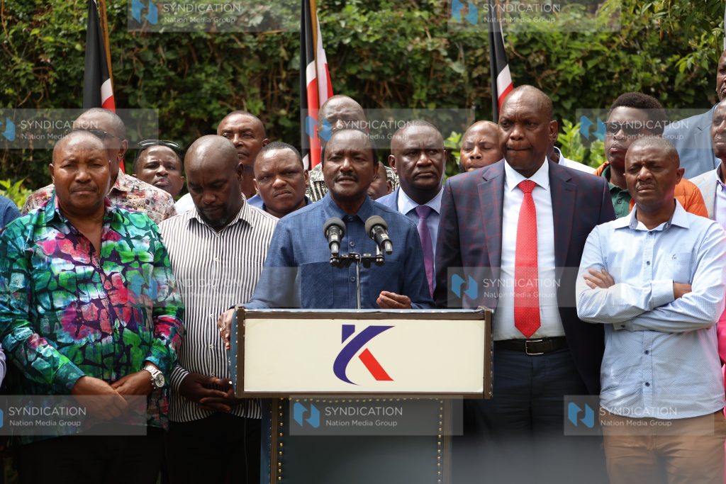 Wiper Leader Kalonzo Musyoka addressing journalists