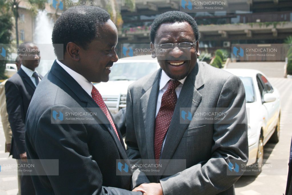 Kalonzo Musyoka (left) and Lands Minister James Orengo