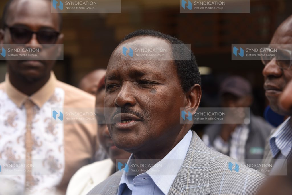 Kalonzo Musyoka addressing journalists
