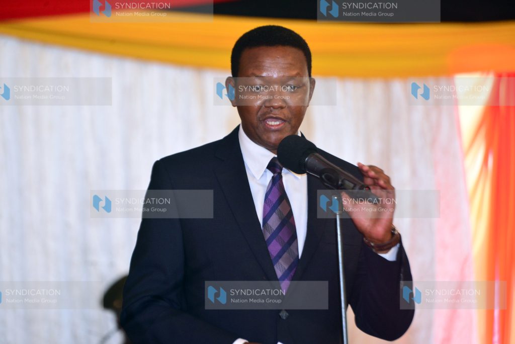 Alfred Mutua speaks to a delegation of Ukambani leaders