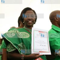 Martha Karua displays her presidential candidate nomination certificate