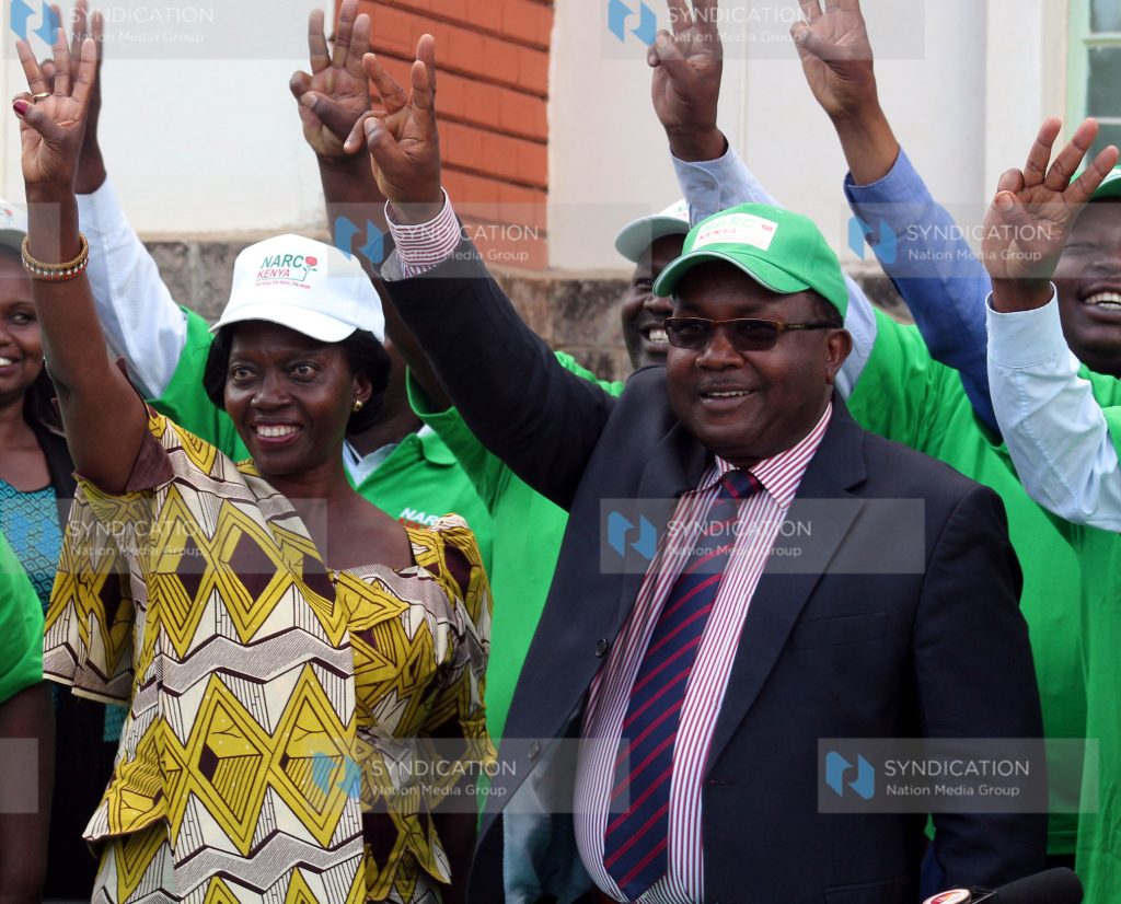 Tharaka-Nithi Governor Samuel Ragwa (right) to NARC Kenya party