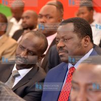 KNUT chairman Mudzo Nzili (right) and secretary general Wilson Sossion