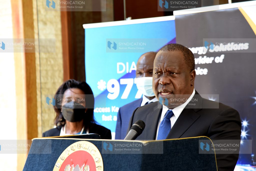 Dr. Fred Matiang'i addressing a press conference