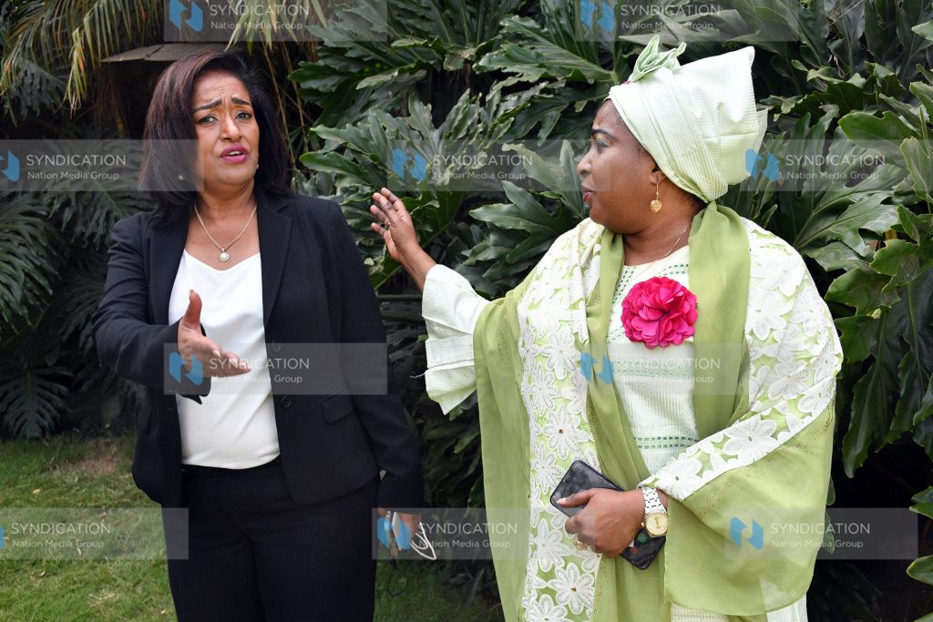 Esther Passaris (left) and Likoni MP Hon. Mishi Juma Mboko at a media briefing