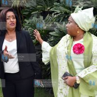 Esther Passaris (left) and Likoni MP Hon. Mishi Juma Mboko at a media briefing