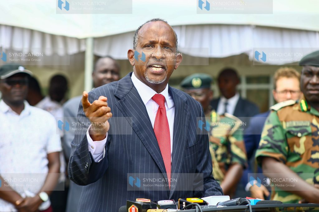 abinet Secretary(CS) Aden Duale speak during