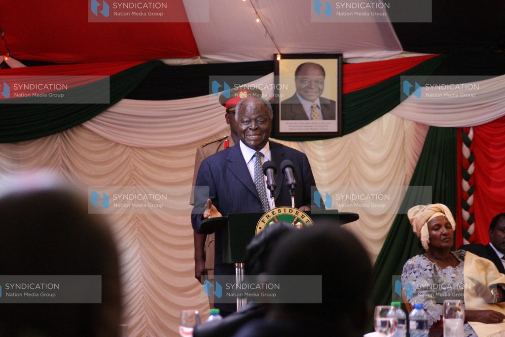 President Mwai Kibaki addresses guests
