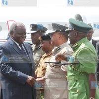 President Mwai Kibaki is welcomed by senior Army officers
