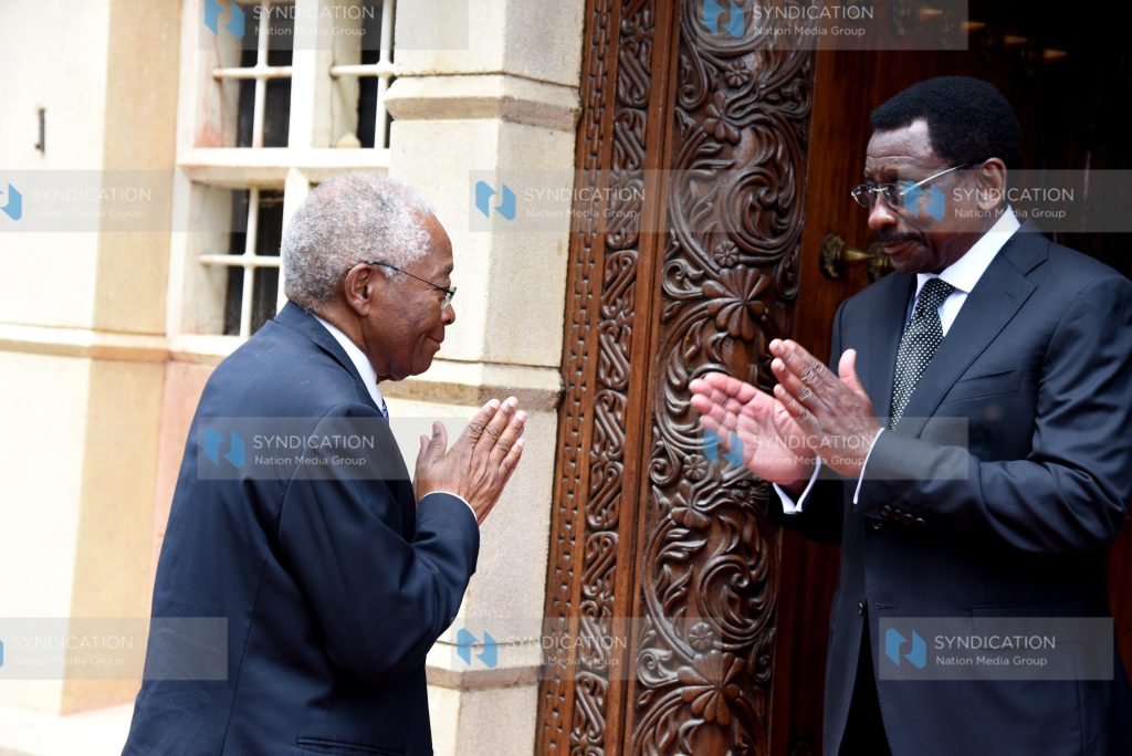 Chirau Ali Mwakwere (left) with Siaya Senator James Orengo