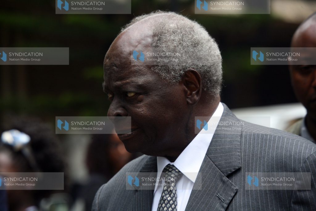 Former President Mwai Kibaki leaving Consolata Shrine