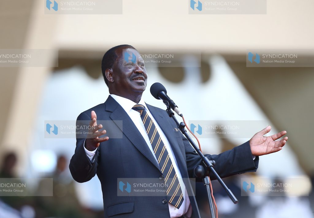 Raila Odinga address mourners at Nyayo National Stadium