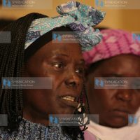 Prof Wangari Maathai (left) addresses a press conference