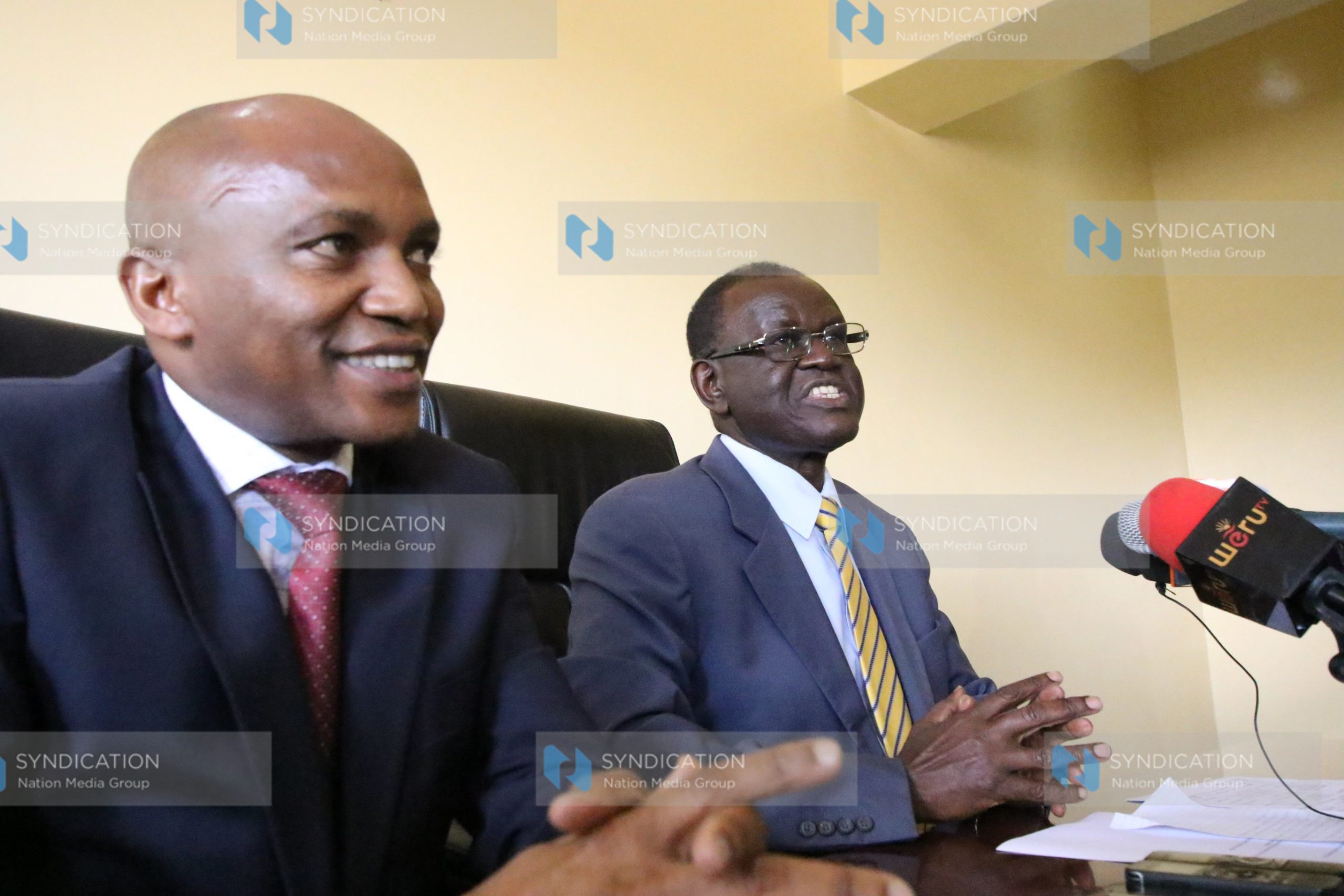 Meru Governor Kiraitu Murungi (right) and his Deputy Titus Ntuchiu