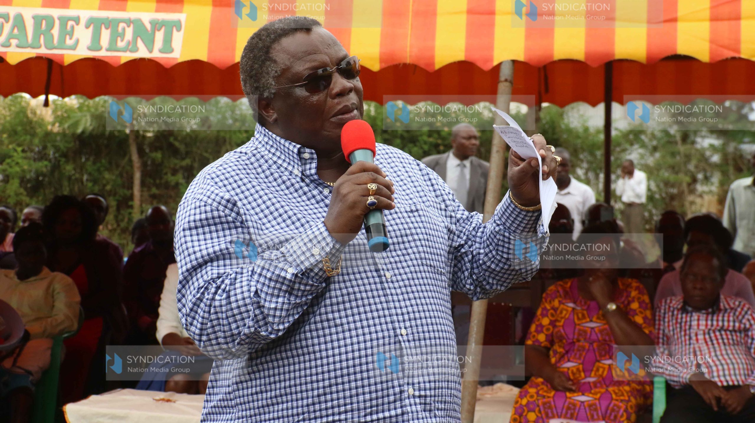 Francis Atwoli addresses mourners during a burial ceremony