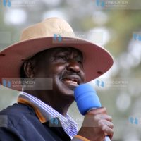Raila Odinga addresses supporters during a campaign rally