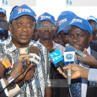 Deputy Prime minister Uhuru Kenyatta(left) addresses the media