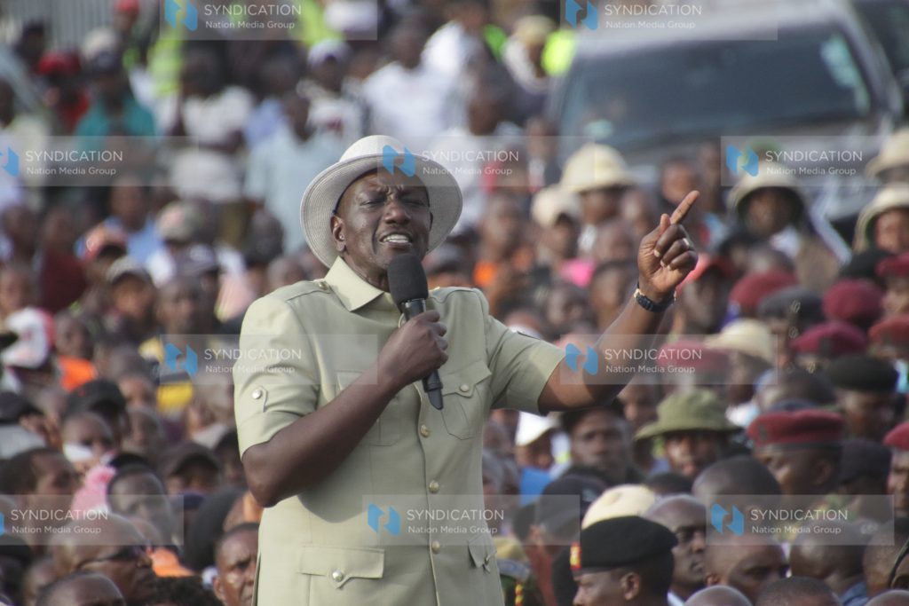 President William Ruto addresses wananchi at Kagio trading center