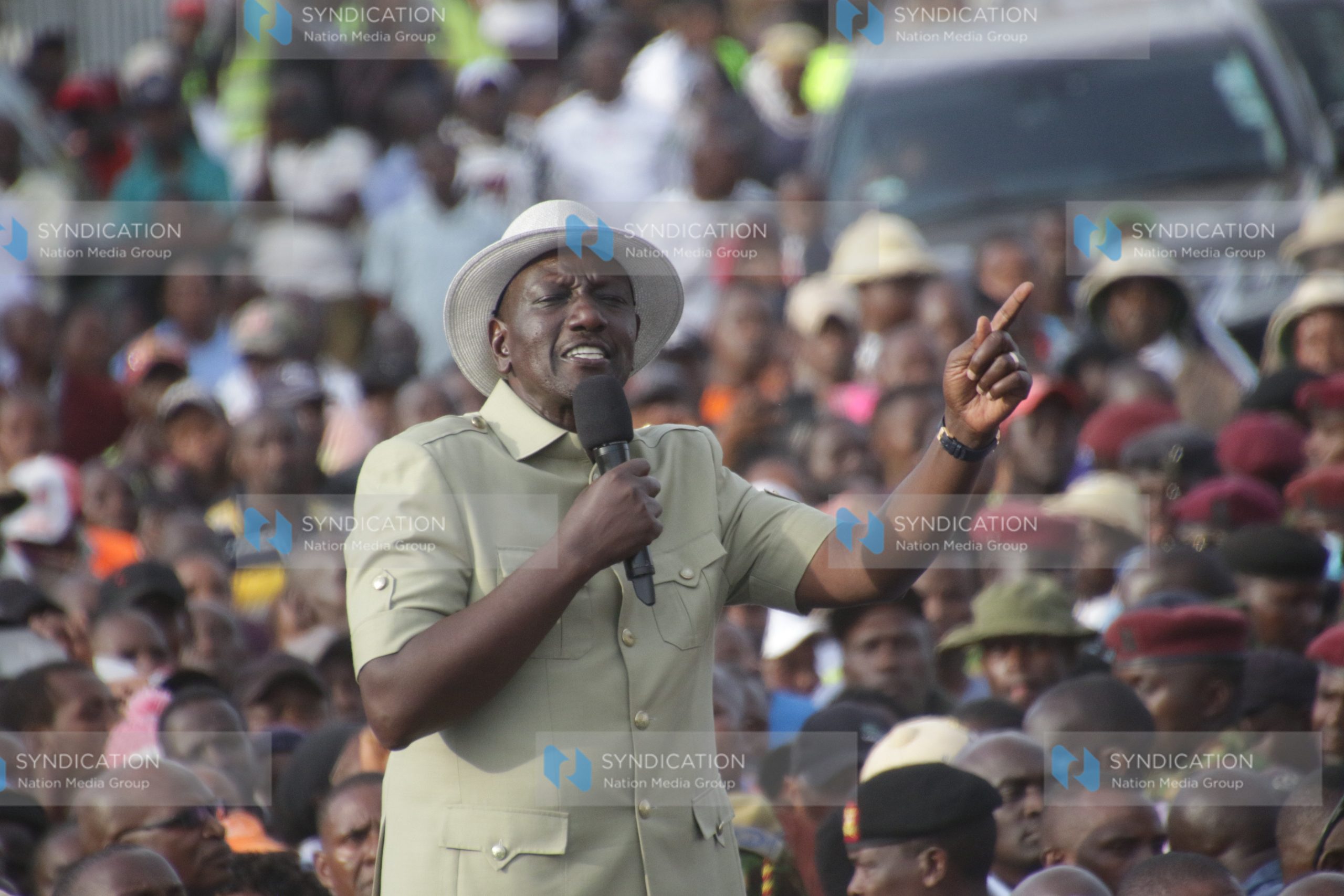 President William Ruto addresses wananchi at Kagio trading center