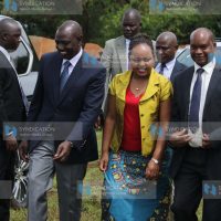 William Ruto is welcomed by Kirinyaga Governor Anne Waiguru and her Deputy Peter Ndambiri