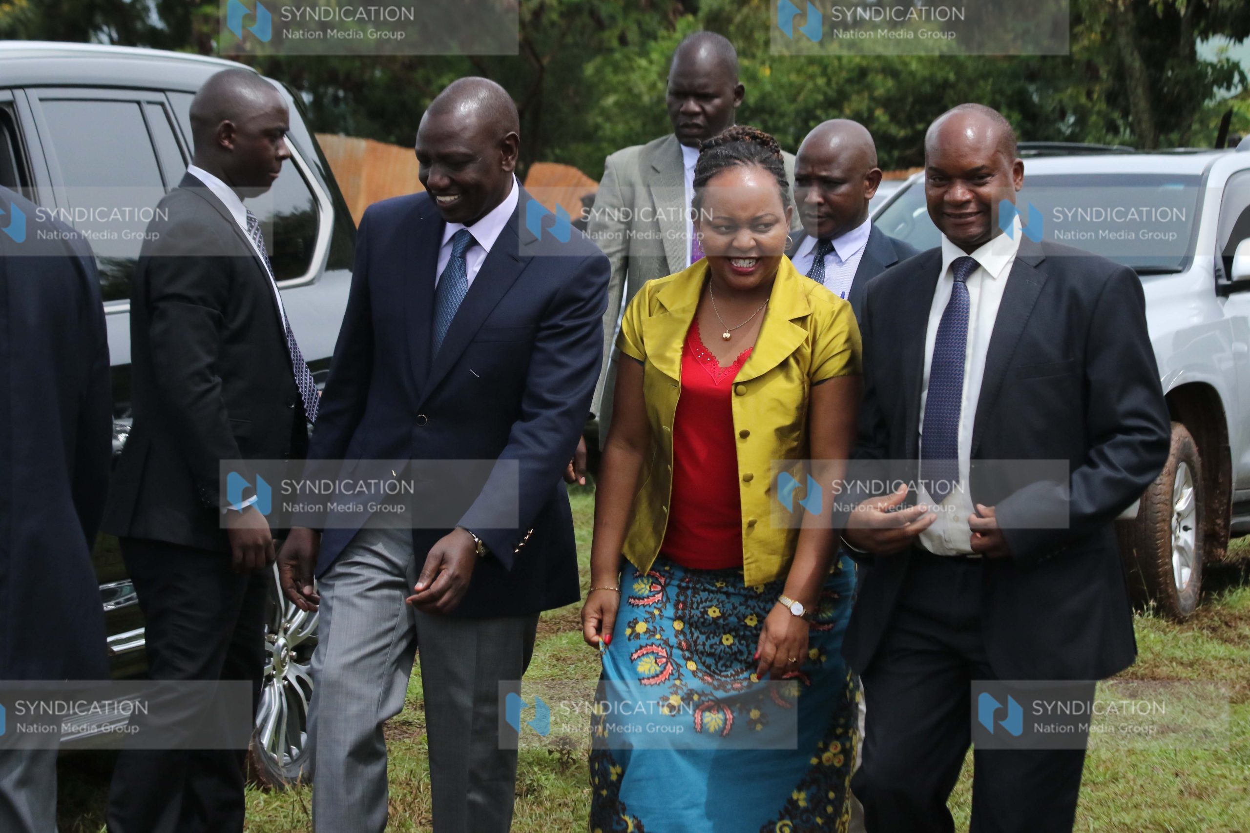 William Ruto is welcomed by Kirinyaga Governor Anne Waiguru and her Deputy Peter Ndambiri