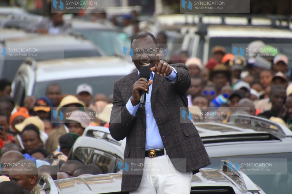 President William Ruto addresses wananchi at Sagana town in Kirinyaga County