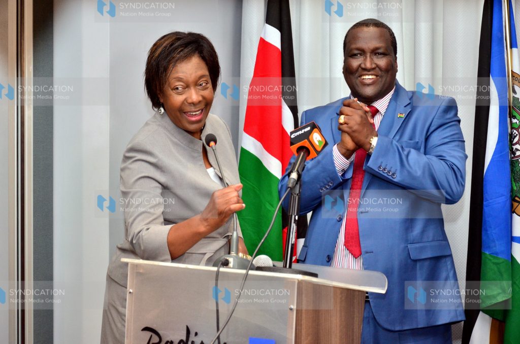Kitui County Governor Charity Ngilu (left)