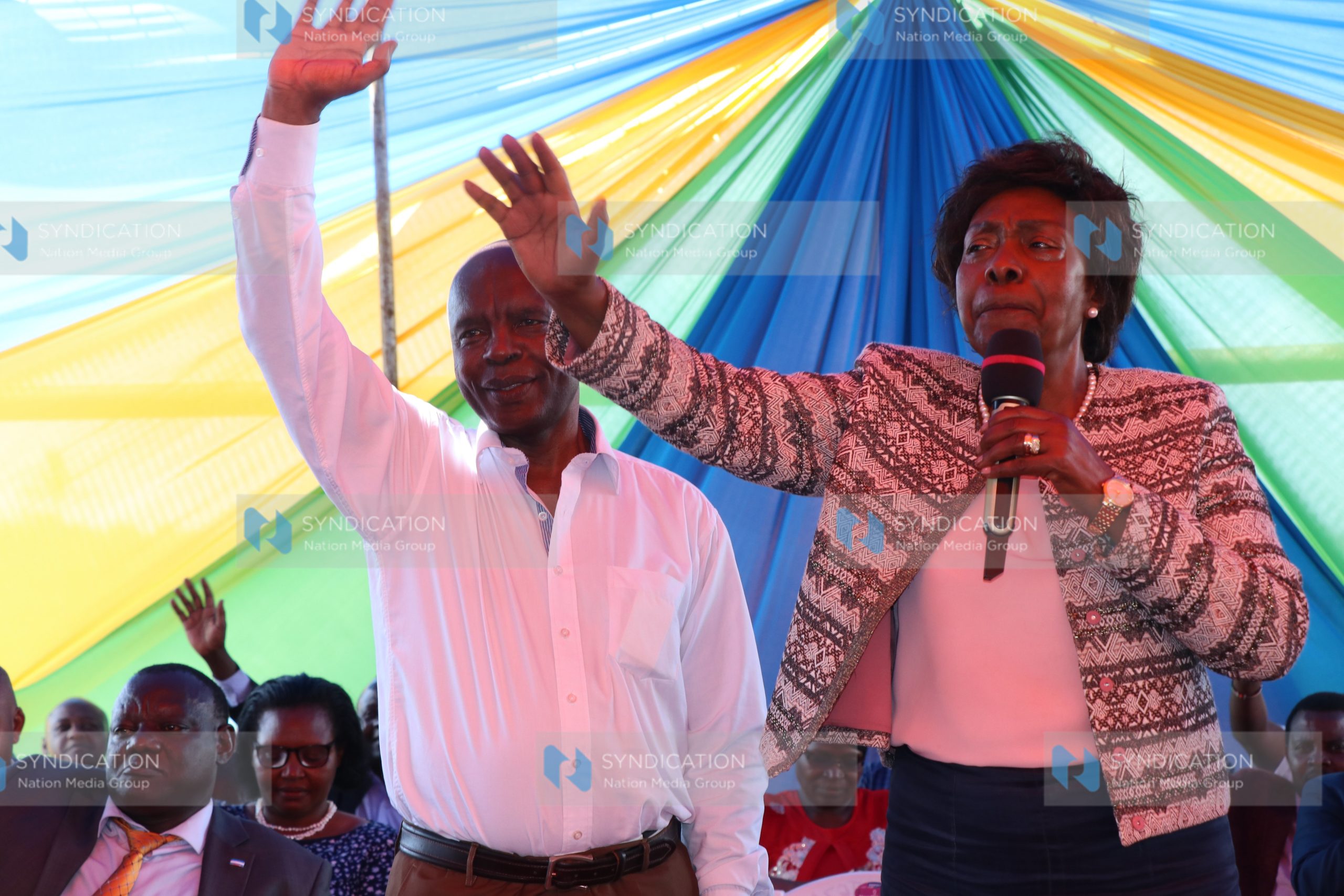 Makueni Governor Kivutha Kibwana (left) and his Kitui counterpart Charity Ngilu (right)