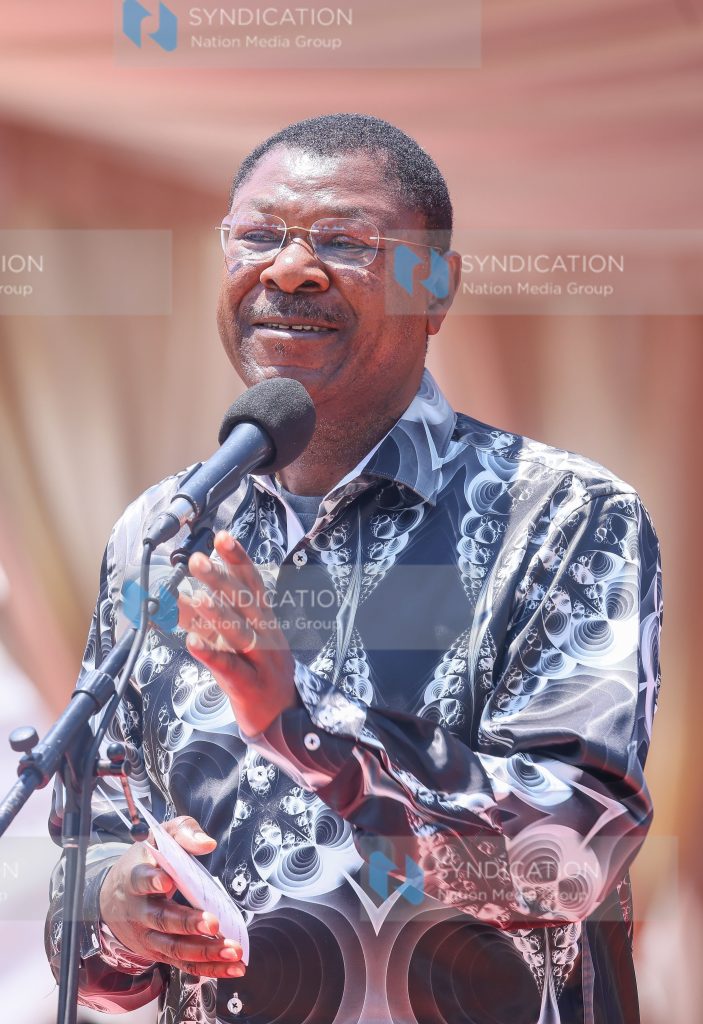 Moses Wetangula addresses attendees at Mumias Sports Complex