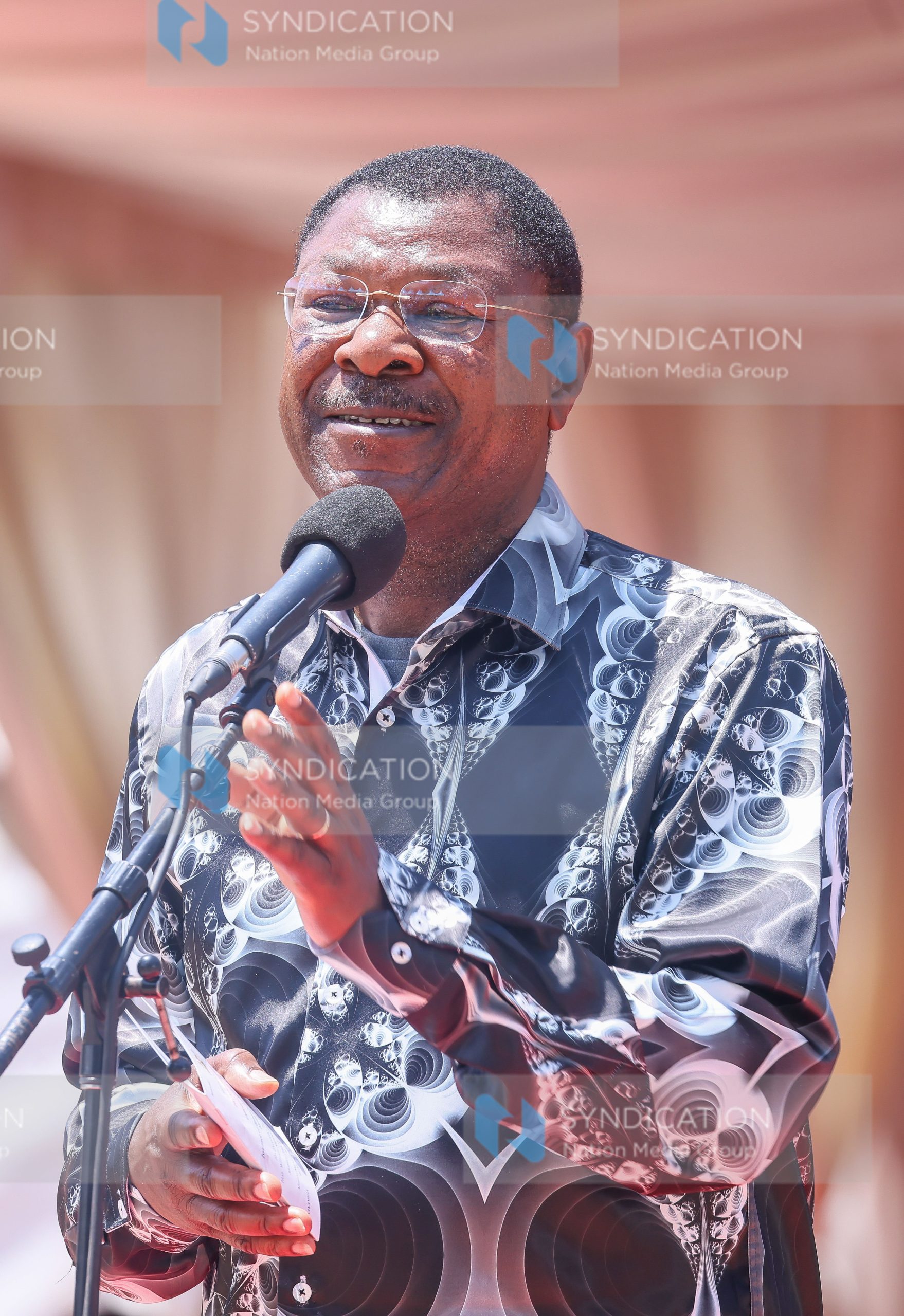 Moses Wetangula addresses attendees at Mumias Sports Complex