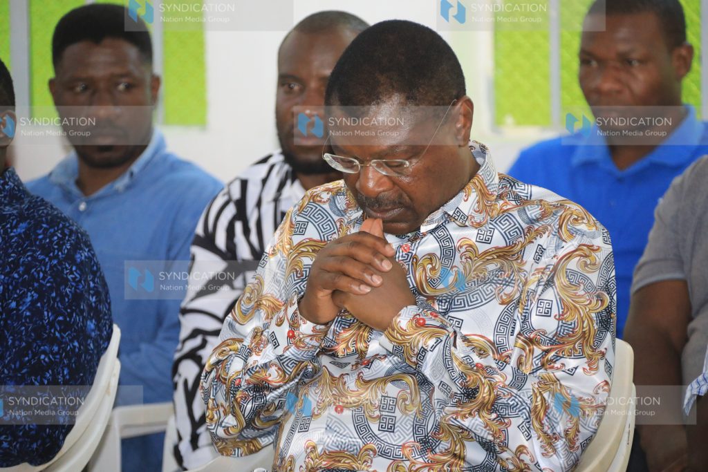 Moses Wetangula addresses worshippers at Mukhweya Catholic Church in Chwele, Bungoma County