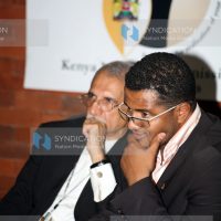 Hassan Omar and Lawyer Pheroze Nowrejee(left) at a media briefing