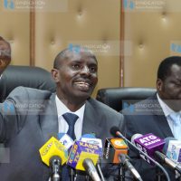 Wilson Sossion (left), the National Chairman of the Kenya National Union of Teachers (KNUT)