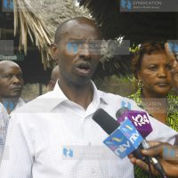 Wilson Sossion (C) and other KNUT union officials addressing the Media