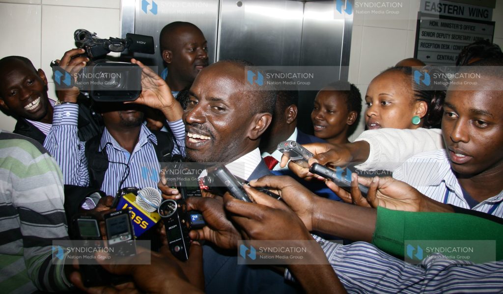 KNUT Chairman Wilson Sossion addressing press