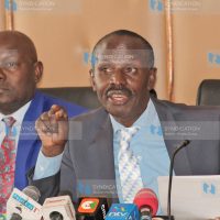 Wilson Sossion (right) with KNUT National Chair Wycliffe Omucheyi
