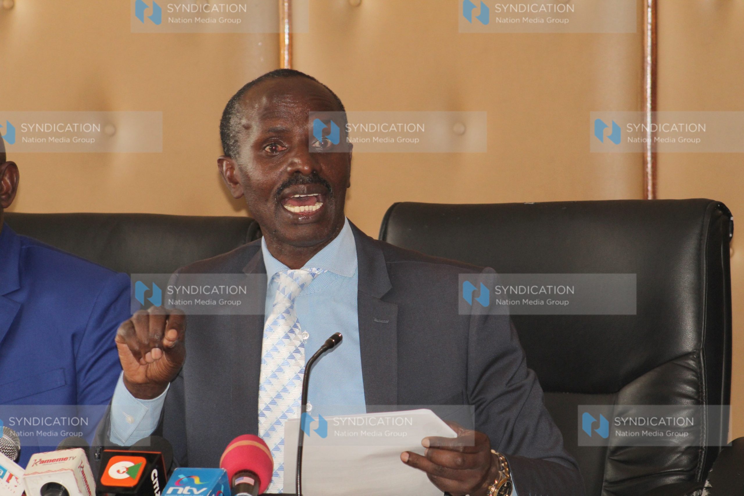 (KNUT) Secretary General Wilson Sossion addressing journalist