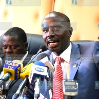 (KNUT) Secretary General Wilson Sossion (Right) addressing the press