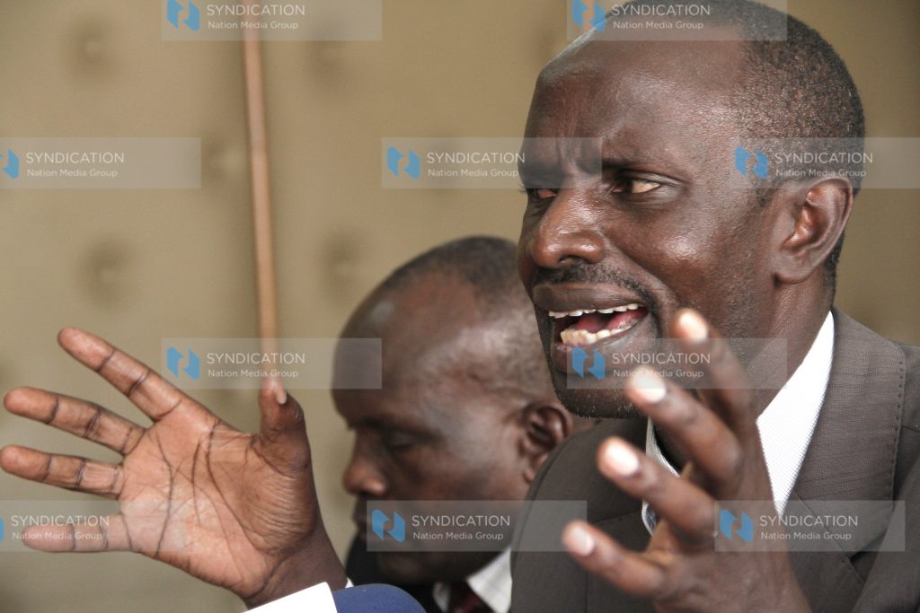 KNUT National Chairman Wilson Sossion speaks during a press briefing