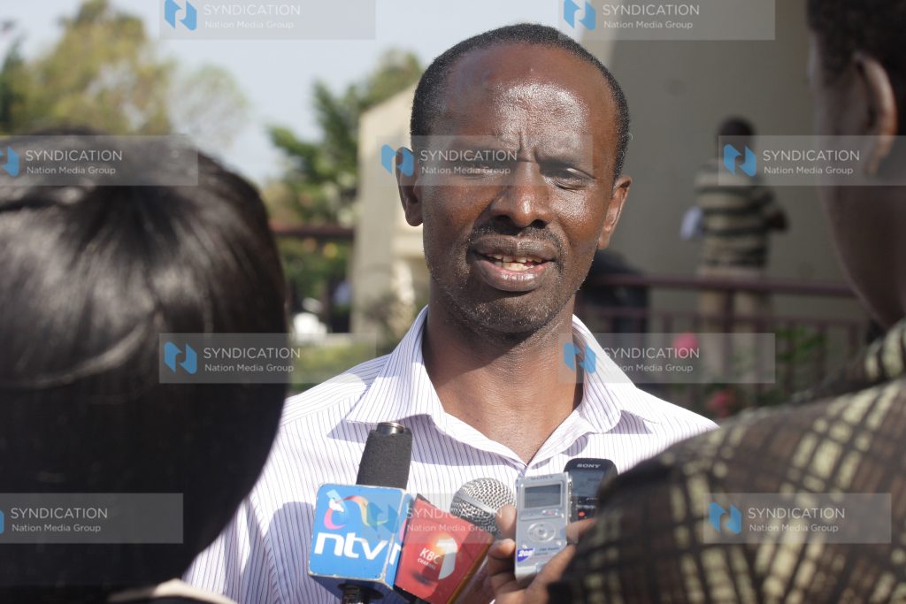KNUT Chairman Wilson Sossion address the media