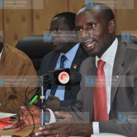 Wilson Sossion (Right) with acting, secretary General Mudzo Nzili (center) at press conference