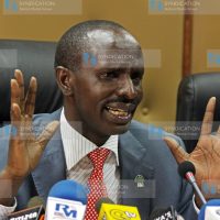 Wilson Sossion speaks during a press conference