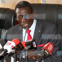 Kenya National Union of Teachers (KNUT) Secretary General Collins Oyuu addressing journalist