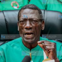 Secretary General Collins Oyuu addressing journalists