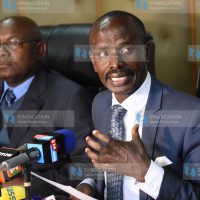 Wilson Sossion during a press briefing