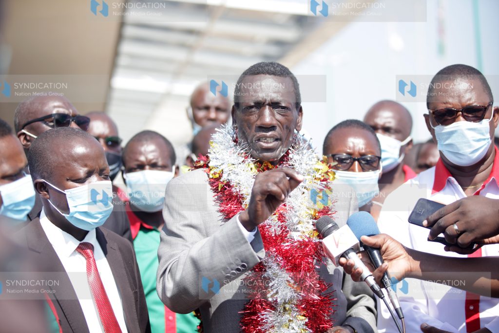 KNUT Sec General Collins Oyuu addresses journalists
