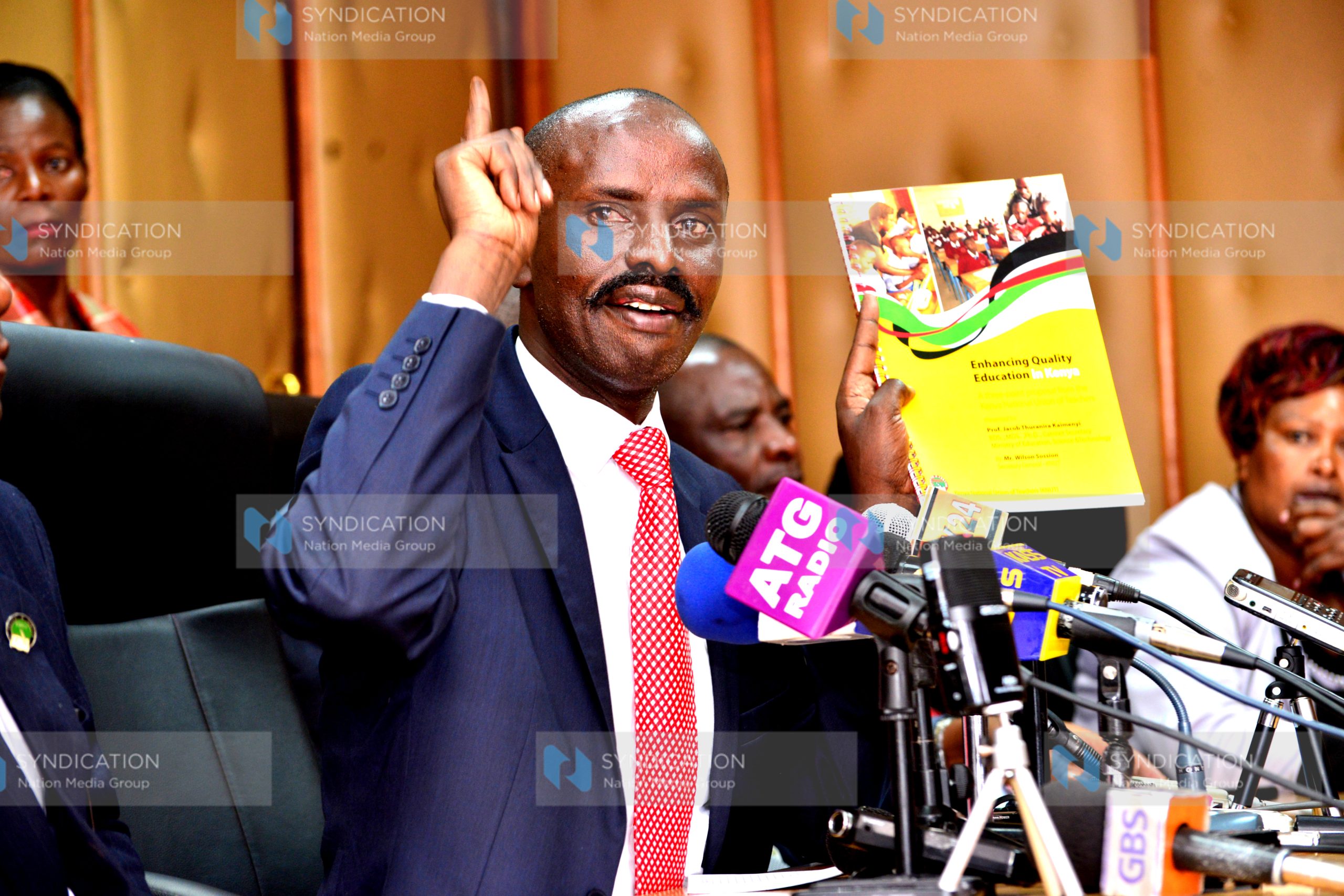 Wilson Sossion speaks during the signing of a memorandum